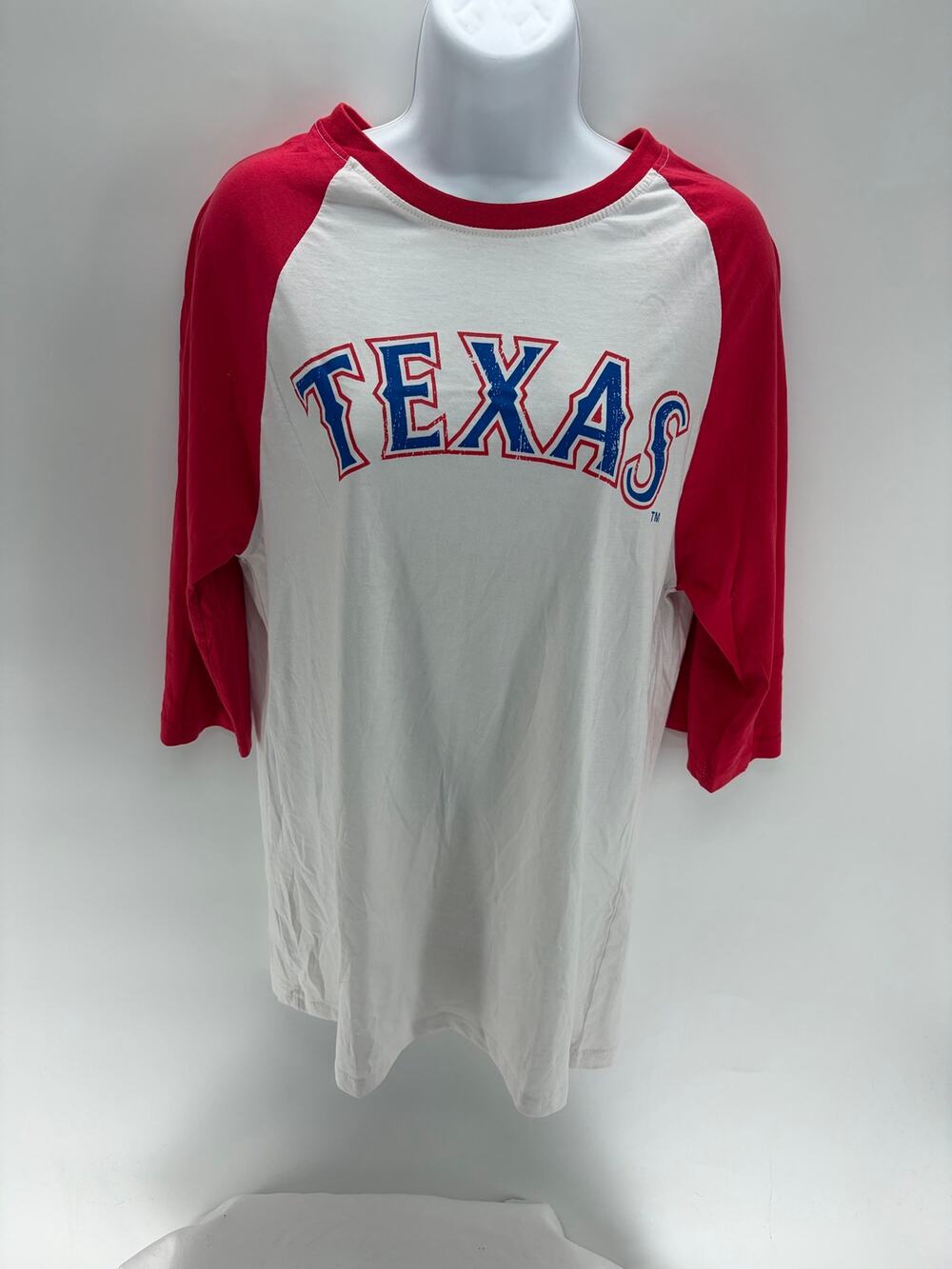 Texas Ranger Medium men's red/white raglan 3/4 sleeve baseball tee